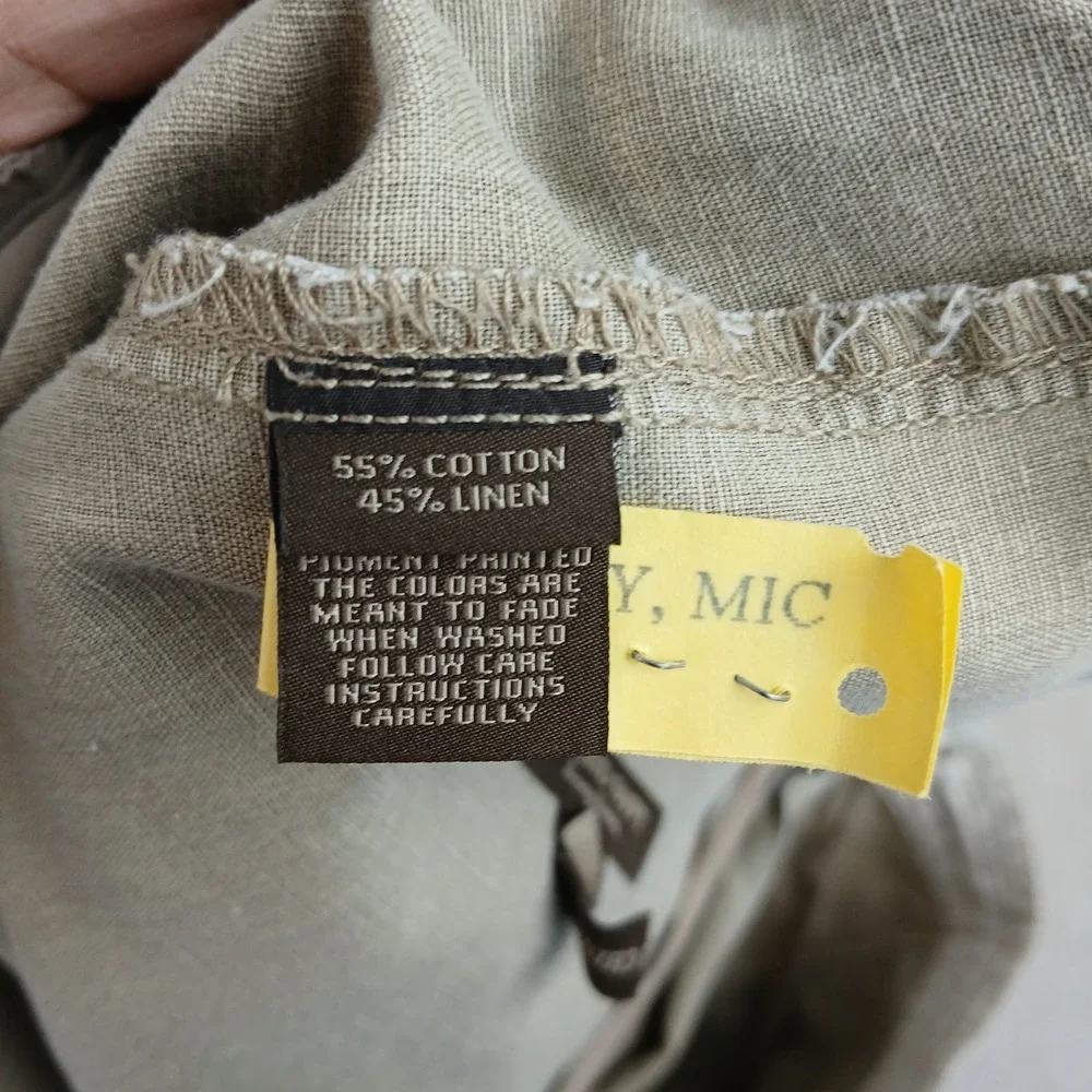 Tommy Bahama Island Soft 38x26 Mens Pants Linen Beach Casual Khaki Baggy Cropped